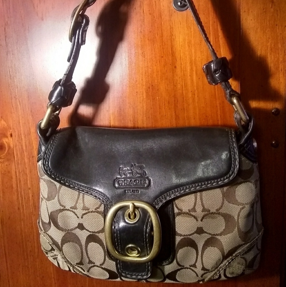 Coach mini purse,black,brown and beige